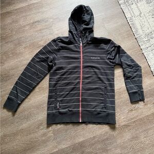 Quiksilver Black Striped Hoodie with Red Zipper
